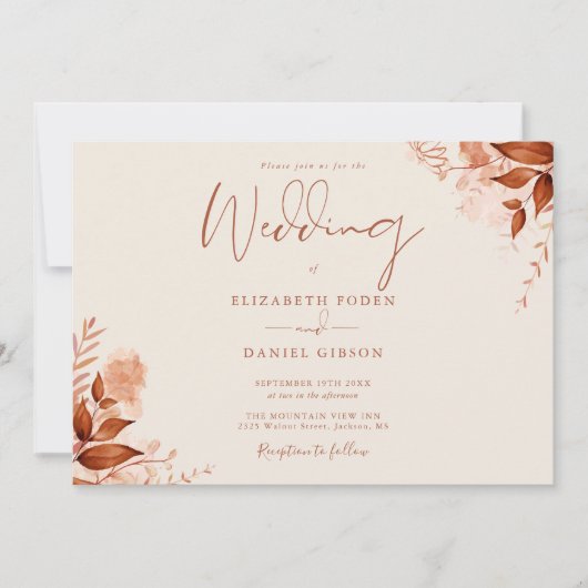 素朴フローラフォトオータム秋の結婚式 招待状 (正面)