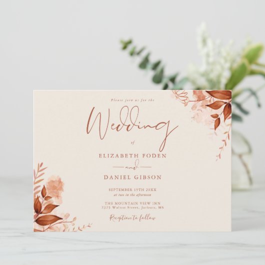 素朴フローラフォトオータム秋の結婚式 招待状 (スタンド正面)