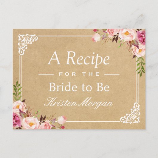 素朴フローラフレームクラフトブライダルシャワーレシピ ポストカード (正面)