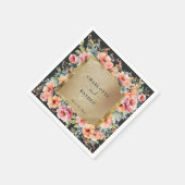 素朴フローラフレームセージ結婚グリーン スタンダードカクテルナプキン (角)