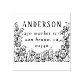 素朴フローラフレームファミリ名と差出人住所 ラバースタンプ (インプリント)