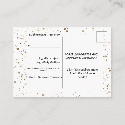 素朴フローラフレームモダンパターンスクリプト エンクロージャーカード (裏面)