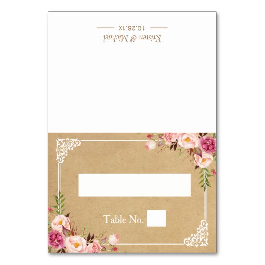 素朴フローラフレーム結婚クラフトの座席 テーブルナンバー (正面)
