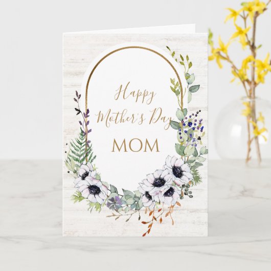 素朴フローラフレーム金ゴールド型母の日 カード (黄色い花)