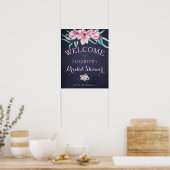 素朴フローラブライダルシャワー海軍ウェルカムサイン ポスター (キッチン)