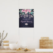 素朴フローラブライダルシャワー海軍ウェルカムサイン ポスター (キッチン)