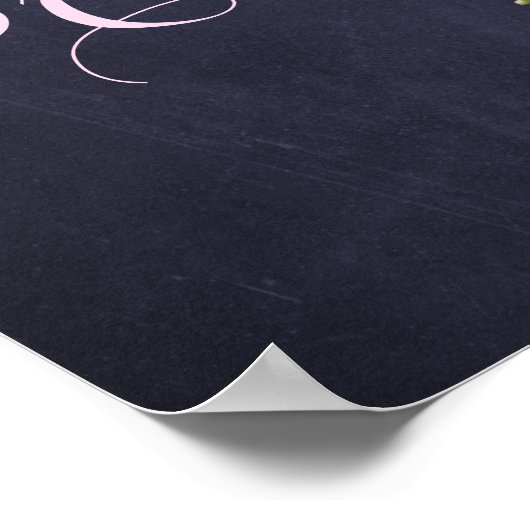 素朴フローラブライダルシャワー海軍ウェルカムサイン ポスター (角)