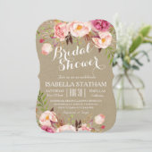 素朴フローラブライダルシャワー/クラフト紙テクスチャ 招待状 (スタンド正面)