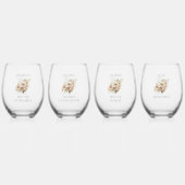 素朴フローラブライダルパーティと表結婚表 ステムなしワイングラス (正面)