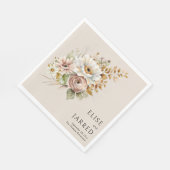 素朴フローラブラウンパーソナライズされたニュートラル結婚ズ スタンダードランチョンナプキン (角)