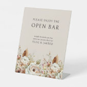 素朴フローラブラウン結婚ニュートラルバー 台座サイン (正面)