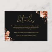 素朴フローラブラックと金ゴールド結婚詳細 エンクロージャーカード (正面)