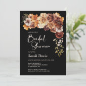 素朴フローラブラックブライダルシャワー 招待状 (スタンド正面)
