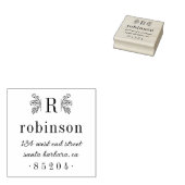 素朴フローラブランチモノグラム差出人住所 ラバースタンプ (押印)