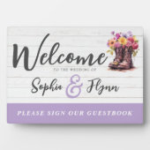 素朴フローラブーツフ結婚ァームズウェルカムゲストブック フォトプラーク (正面)