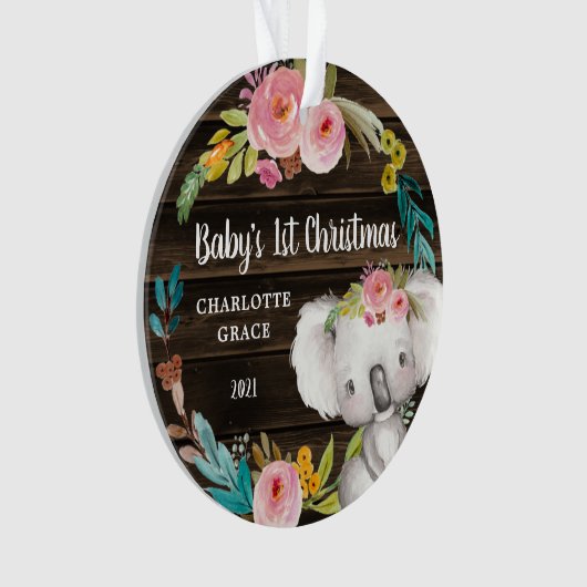 素朴フローラベビー初めてのクリスマス オーナメント (正面)