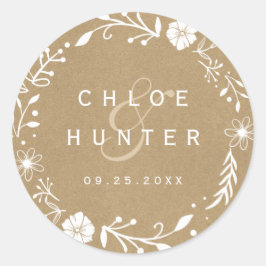 素朴フローラボタニカルリースクフェイクラフト結婚ズ ラウンドシール