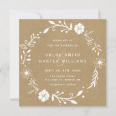 素朴フローラボタニカルリースクフェイクラフト結婚ズ 招待状 (正面)