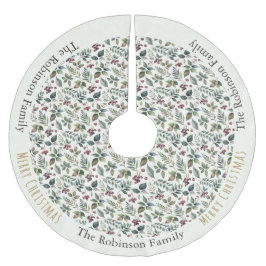 素朴フローラボパターン(の模様が)あるタニックエレガントクリスマス ブラッシュドポリエステルツリースカート