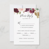 素朴フローラボ結婚タニカルのメニュー選択RSVP 出欠カード (正面)