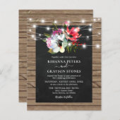 素朴フローラライト予算結婚式招待状 (正面/裏面)