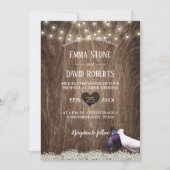 素朴フローララブバード&ストリングラ結婚イト 招待状 (正面)