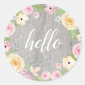 素朴フローラリースこんにちは ラウンドシール (正面)
