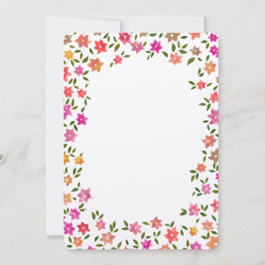 素朴フローラリースウェディングシャワー 招待状 (裏面)