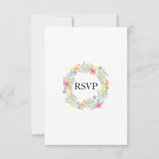 素朴フローラリースウェディングRSVPカード 出欠カード (裏面)