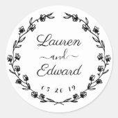素朴フローラリースモノグラ結婚ム ラウンドシール (正面)