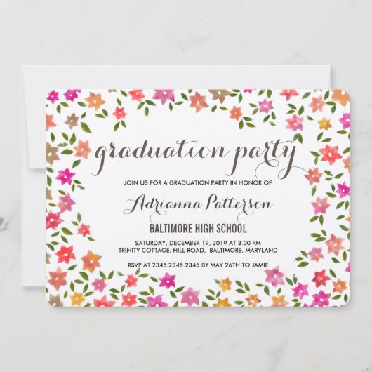 素朴フローラリース卒業党 招待状 (正面)