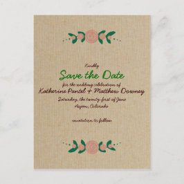 素朴フローラリース日付の保存 案内ポストカード