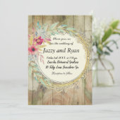 素朴フローラリース結婚式招待状 招待状 (スタンド正面)