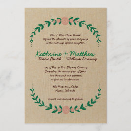 素朴フローラリース結婚式招待状 招待状