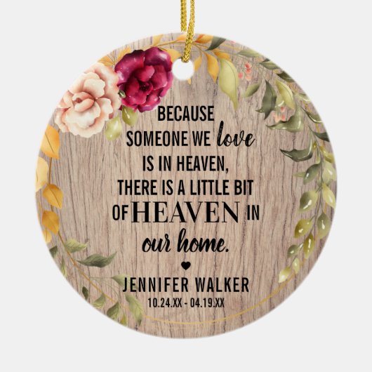 素朴フローラリース記念クリスマス セラミックオーナメント (正面)