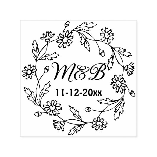 素朴フローラリース – ニューライウェズモノグラ結婚ム セルフインキングスタンプ (デザイン)