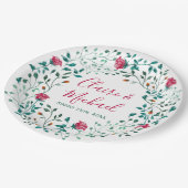 素朴フローラリース |パーソナライズされた結婚s ペーパープレート (アングル)