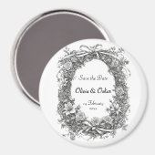 素朴フローラリース、日付の保存 マグネット (正面/裏面)