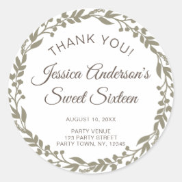 素朴フローラリースSweet sixteenありがとう ラウンドシール