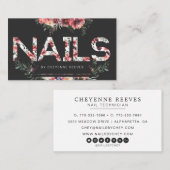 素朴フローラレタリングオンブラック |爪、 ネイル 名刺 (正面/裏面)