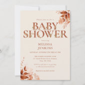 素朴フローラレターオータム秋ベビーシャワー 招待状 (正面)