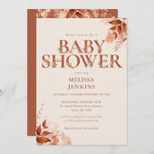 素朴フローラレターオータム秋ベビーシャワー 招待状 (正面/裏面)