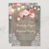 素朴フローラレースライトウッドリハーサルディナー 招待状 (正面/裏面)