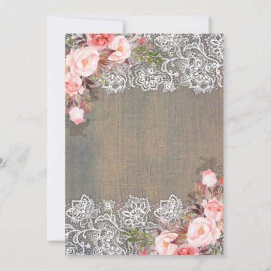 素朴フローラレースライトウッド婚約パーティ 招待状 (裏面)