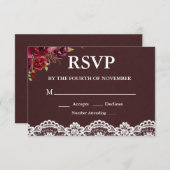 素朴フローラレース結婚式RSVP 出欠カード (正面/裏面)