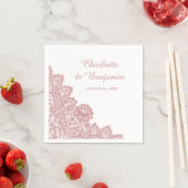 素朴フローラレース赤面ピンク結婚ズ スタンダードカクテルナプキン (インサイチュ)
