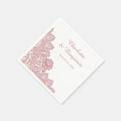 素朴フローラレース赤面ピンク結婚ズ スタンダードカクテルナプキン (角)