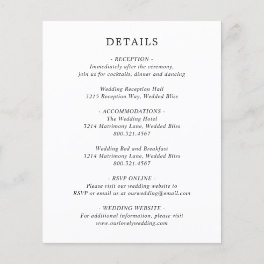 素朴フローラワイルドフラワーバジェット結婚式招待状 (裏面)