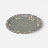 素朴フローラワシンプルルドフラワー結婚のセージ ペーパープレート (アングル)