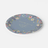 素朴フローラワシンプルルドフラワー結婚ズブルー ペーパープレート (アングル)